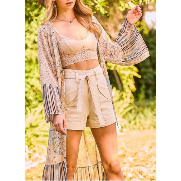 Mixed Media Floral Print Maxi Length Duster Boho Kimono - Picture 4 of 8